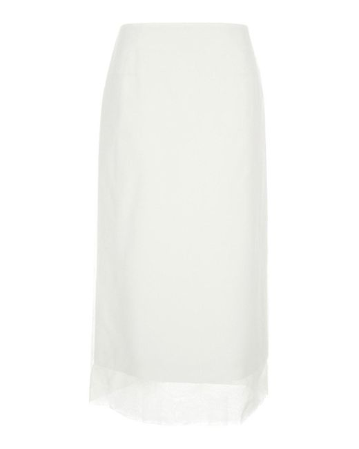 Sportmax White Look9 Skirt