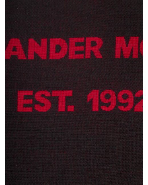 Alexander McQueen Red And Scarf With Jacquard Logo for men