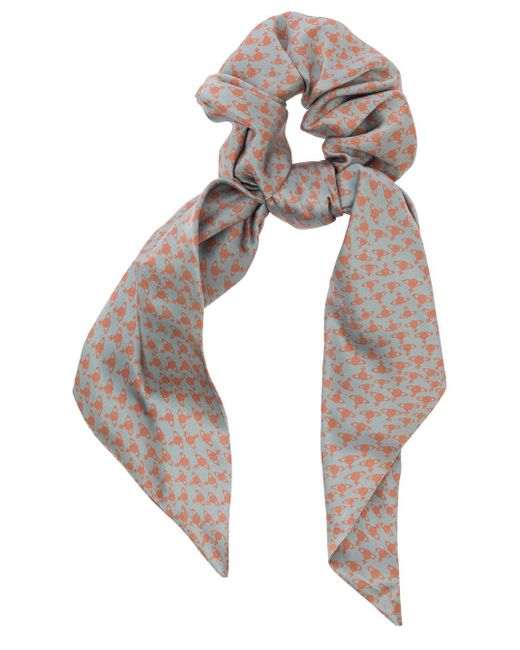 Vivienne Westwood Orange Scrunchies With All-Over Orb Print