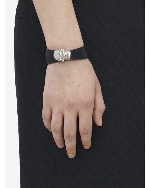 McQueen Black Bracelet With Skull Detail for men