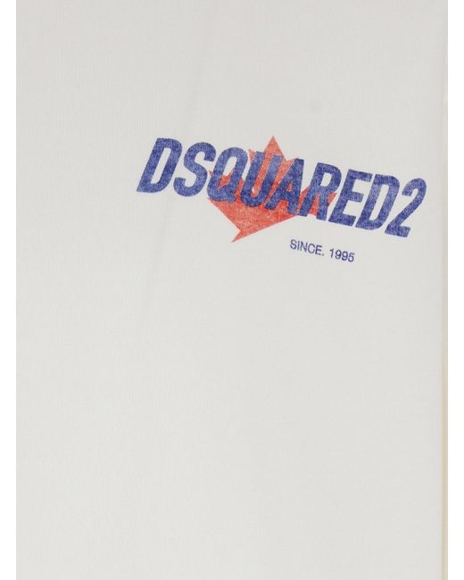 DSquared² White Sweater With Logo Printed On The Chest for men