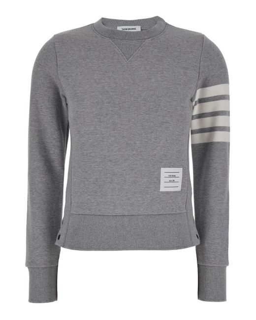 Thom Browne Gray Jersey Sweatshirt With 4Bar Detail