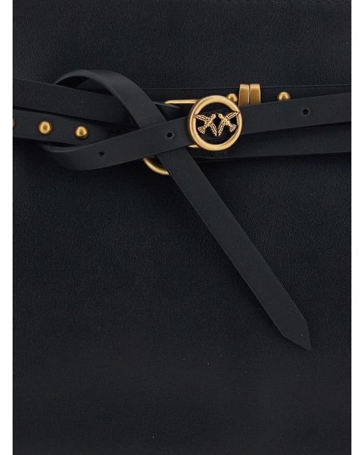 Pinko Black Shoulder Bag 'Logo' With Adjustable And Removable Leather