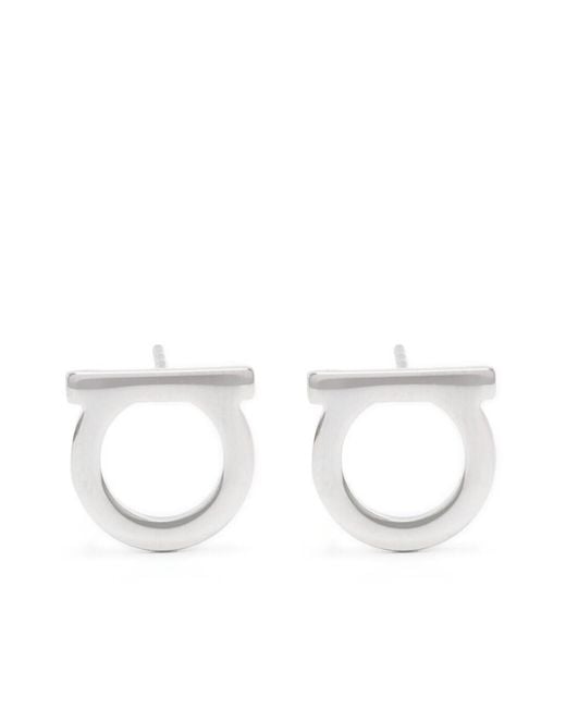 Ferragamo White Colored Gancini Earrings