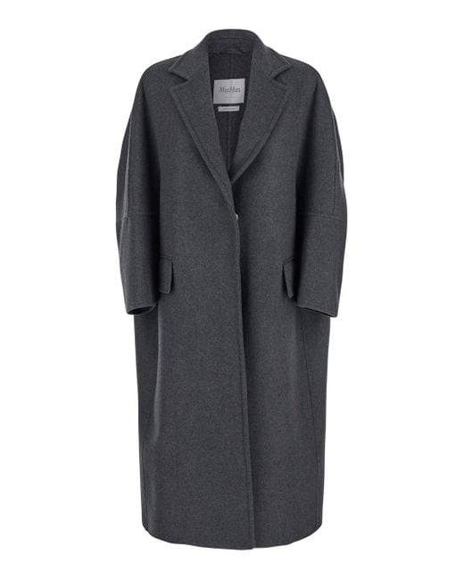 Max Mara Black Notched Lapel Trench Coat