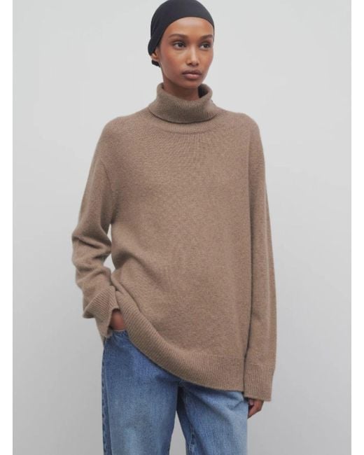 The Row Blue Oversized Cashmere Turtleneck Sweater