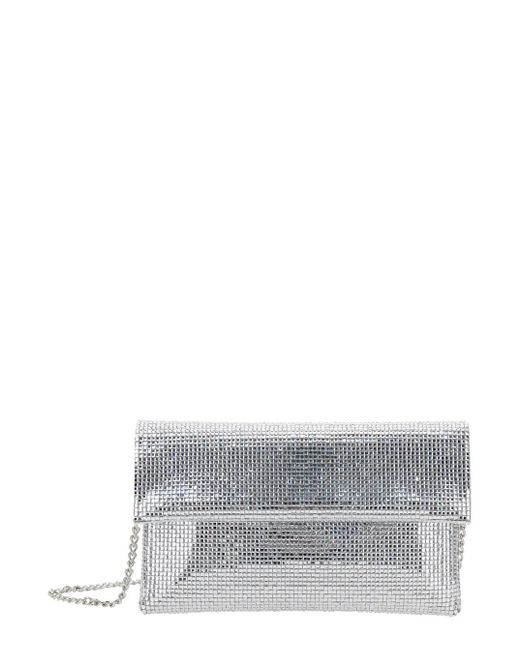 Twentyfourhaitch Gray Colored Clutch Bag With Chain Shoulder Strap