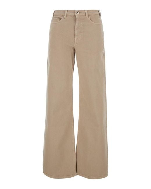AG Jeans Natural Wide Leg Jeans With Logo Patch On The Back