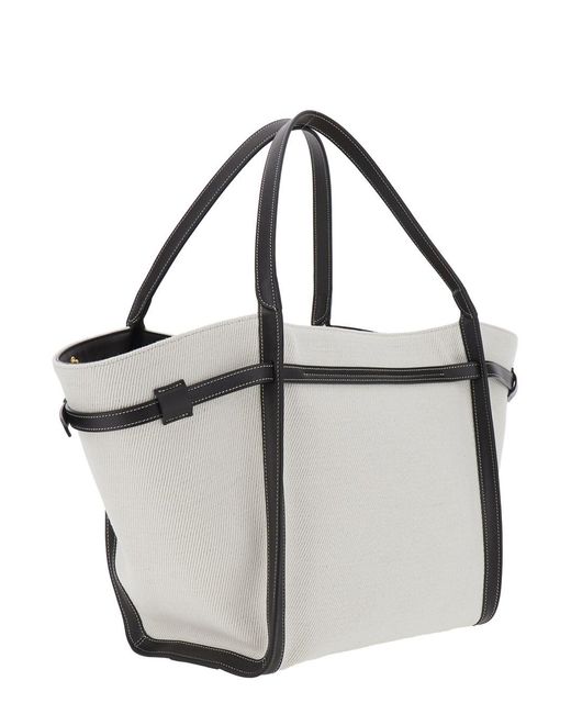 Tod's Metallic Tote Bag With Front Leather Buckled Belt