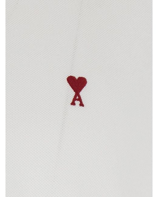 AMI White Polo 'Adc' With Logo Embroidery On The Front