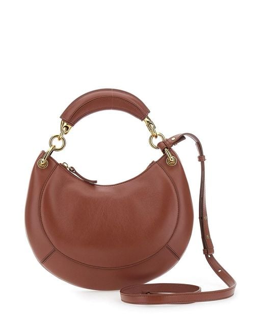 Chloé Brown Chloé 'Banana' Handbag With Adjustable And Removable Shoulder Strap And Logo Charm On The Front