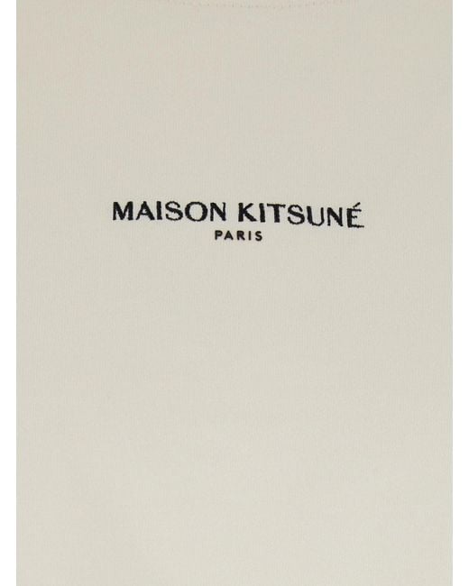 Maison Kitsuné White T-Shirt Logo Cotton for men