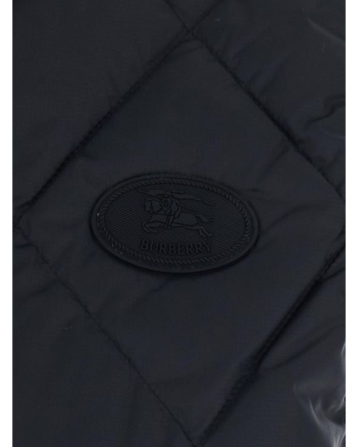 Burberry Blue 'Cheswick' Sleeveless Down Jacket With High Collar And