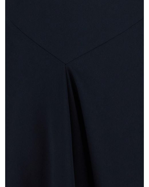 Plain Blue Long Dress With Square Neckline And Short Sleeves
