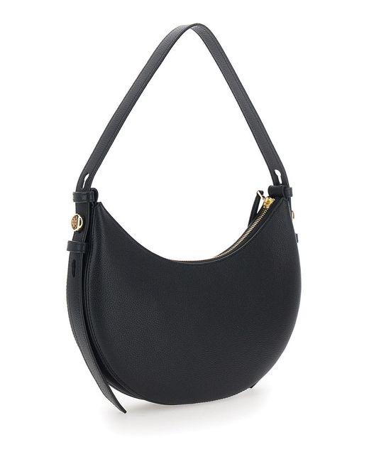 Tory Burch Blue Shoulder Bag Romy Half Moon Leather