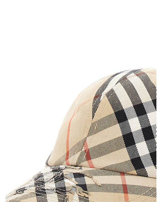 Burberry White Baseball Cap With Check Motif And Equestrian Knight Emb for men