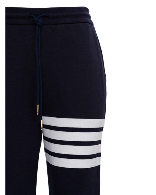Thom Browne Blue Cotton Jogger With 4 Bar Detail