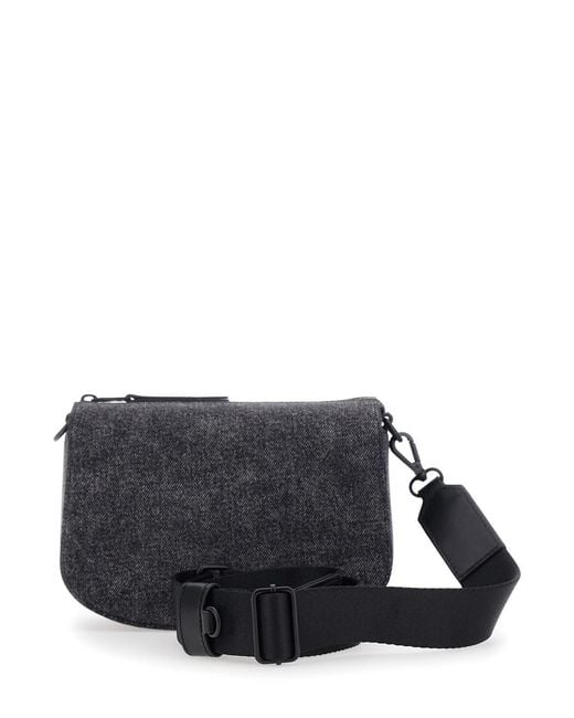 DIESEL Black '1Dr' Crossbody Bag With Oval D Logo On The Front And Adjustable And Removable Shoulder Strap for men