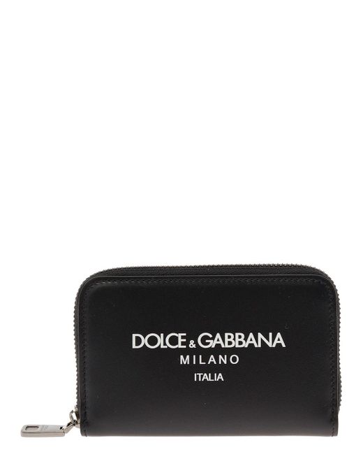 Portacarte Con Zip E Stampa Logo di Dolce & Gabbana in Black da Uomo