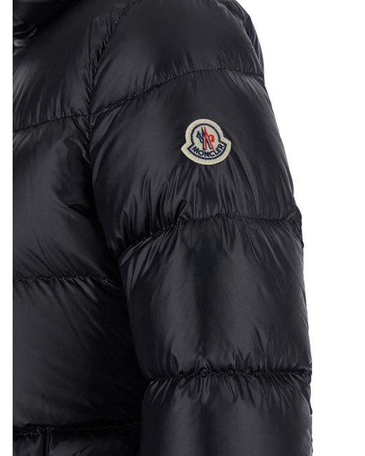 Moncler Black 'Douro' Hooded Down Jacket With Logo Patch