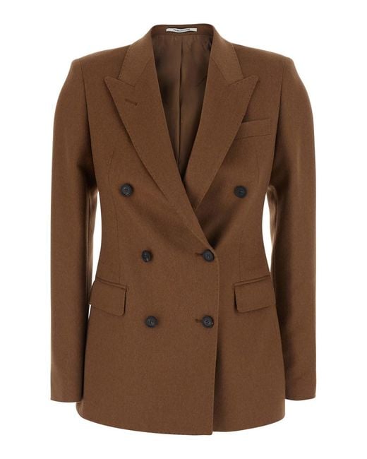 Tagliatore Brown 'Parigi' Double-Breasted Jacket With Peak Revers