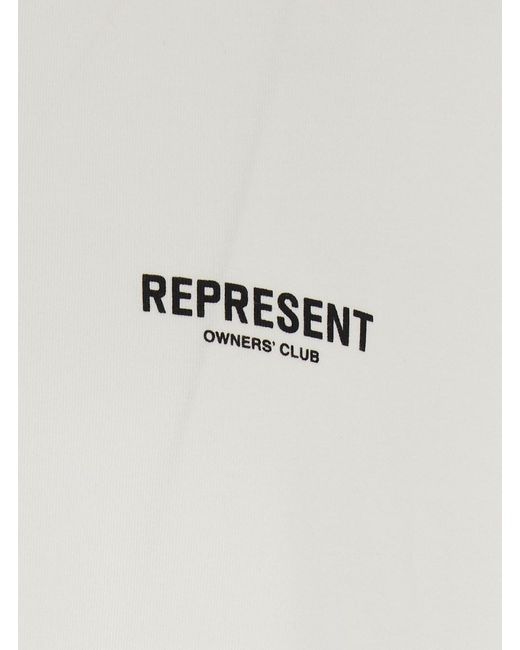 Represent White Crew Neck T-Shirt With Logo Lettering On Front And Bac for men
