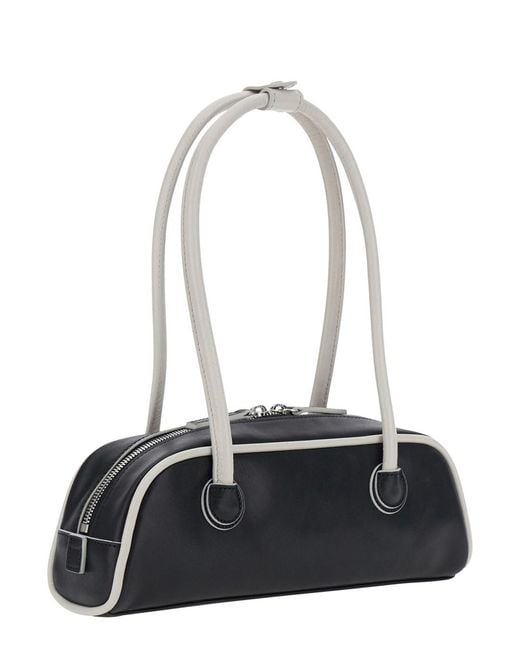 MARGE SHERWOOD White 'Soft Baguette' Mini Shoulder Bag With Logo Letter