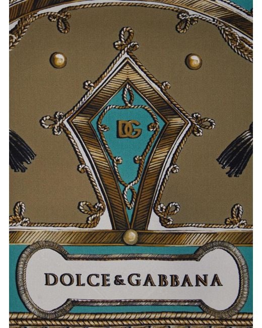 Dolce & Gabbana Green Silk Scarf With All-Over Print And Logo Lettering On The Front For for men