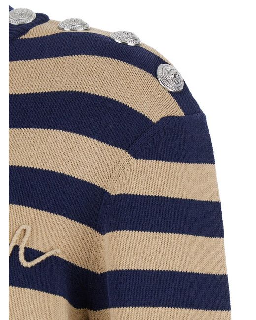 Balmain Blue Stripes Sweater for men