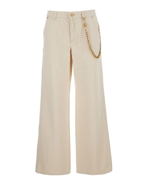 MICHAEL Michael Kors Natural Wide Leg Jeans With Chain Detail