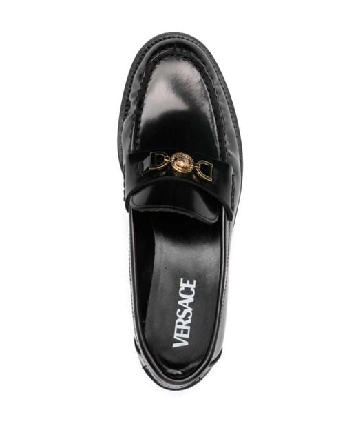 Versace Black Medusa-chain Leather Loafers