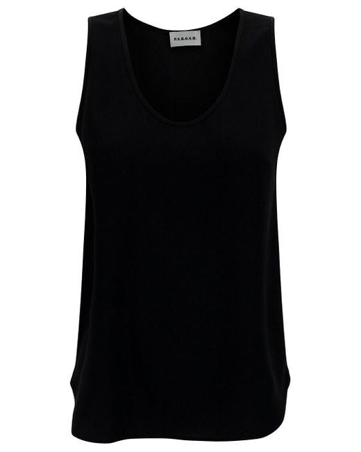 P.A.R.O.S.H. Black Tank Top With Plunging U Neckline