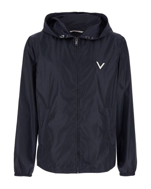 Valentino Blue Jacket With Vlogo Detail for men