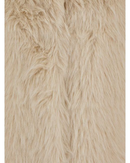 Semicouture Natural Shearling Coat With Notched Revers And Concealed Fro