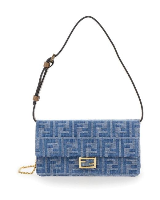 財布・小物その他 FENDI 'Baguette' wallet on chain Blue Wallet On Chain Baguette Fabric Blue | Fendi