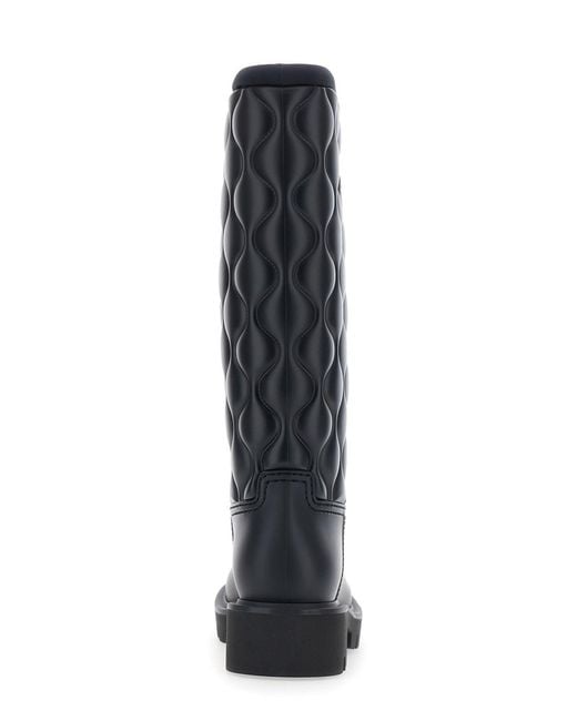 Moncler Black Quilted Rain Boots