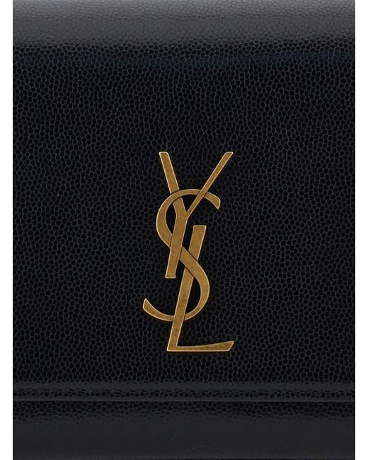 Saint Laurent Black 'Kate' Crossbody Bag With Chain-Link Shoulder Strap And Cassandre Plaque On The Front