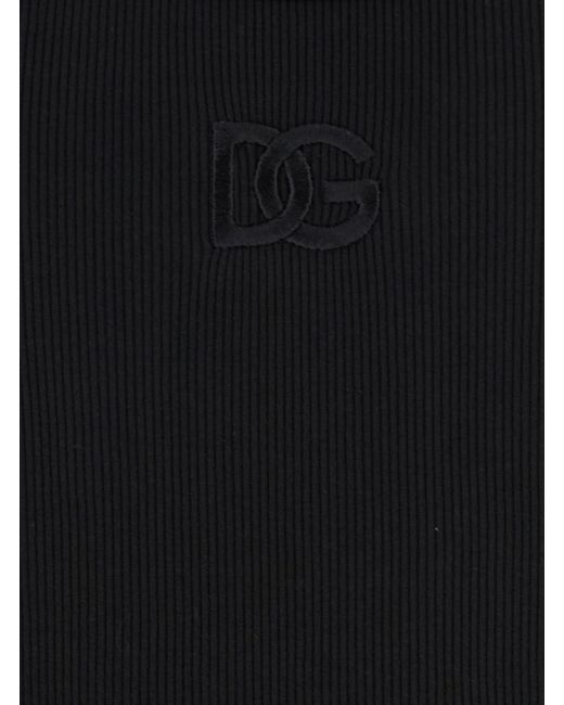Dolce & Gabbana Black Sleeveless Top With Logo Embroidery On The Front And Ribbed Knit for men