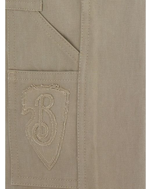 Pantalone Con Ricamo Logo Sul Lato E Orlo Con Risvolto E Moti di Burberry in Natural da Uomo