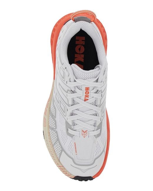Hoka One One White Low Top Sneakers With Geometric Motif