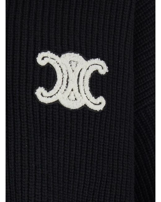 Céline Blue Sweatshirt With Maxi Triomphe Logo On The Front And Ribbe for men