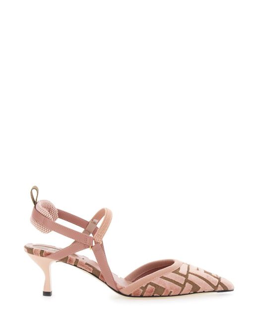 Fendi Pink 'Colibrã¬ Lite' Dãcolletã With Ff Motif And Padded Back Strap