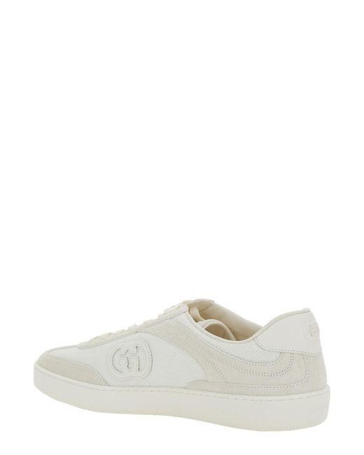 Gucci White Low Top Sneakers With Interlocking G for men