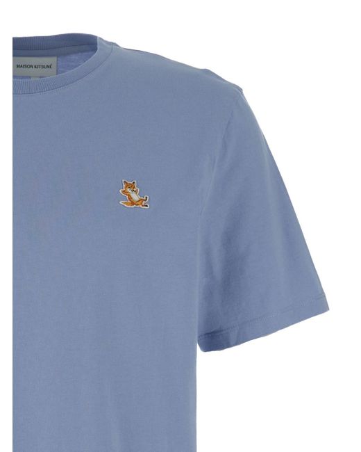 Maison Kitsuné Blue Chillax Fox Patch Regular T-Shirt for men