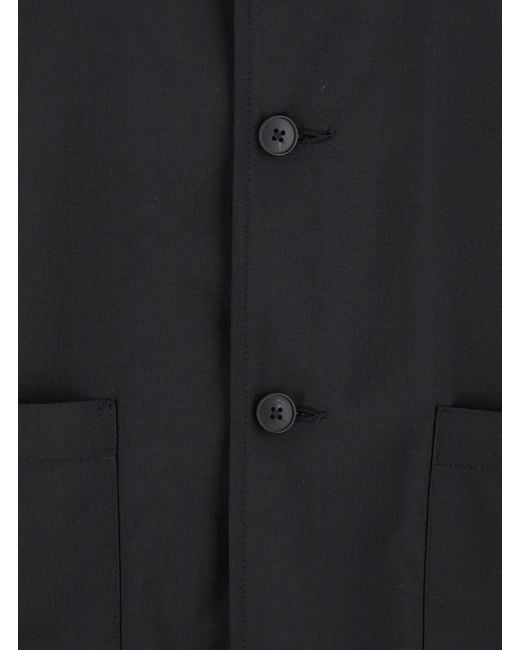 Low Brand Blue Jacket With Classic Collar And Patch Pockets On The Fr for men