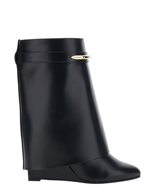 Givenchy Black Ankle Boots With Wedge Heels And Logo Plaque On The Side