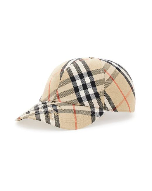 Burberry White Baseball Cap With Check Motif And Equestrian Knight Embroidery for men