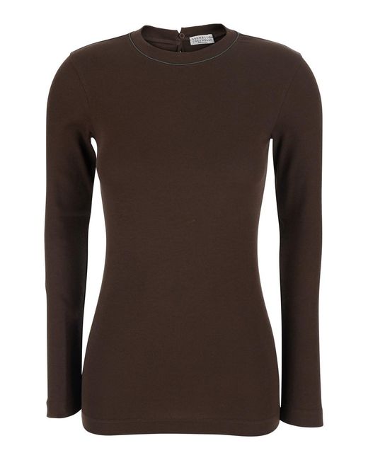 Brunello Cucinelli Brown Crew Neck T-Shirt