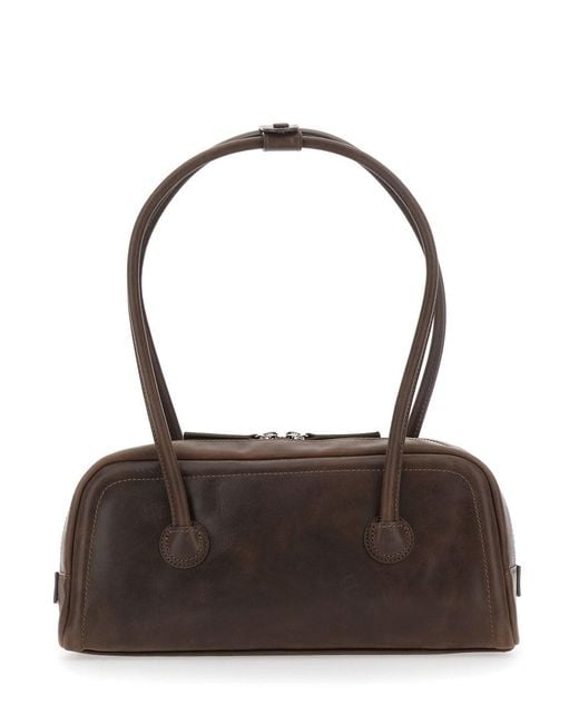 MARGE SHERWOOD Brown 'Soft Boston Ew' Shoulder Bag With Two Top Handles