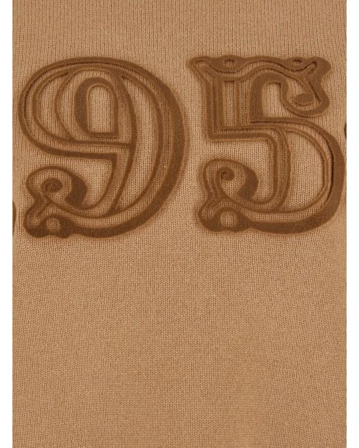 Max Mara Brown Crew Neck Sweater With Front Embroidery